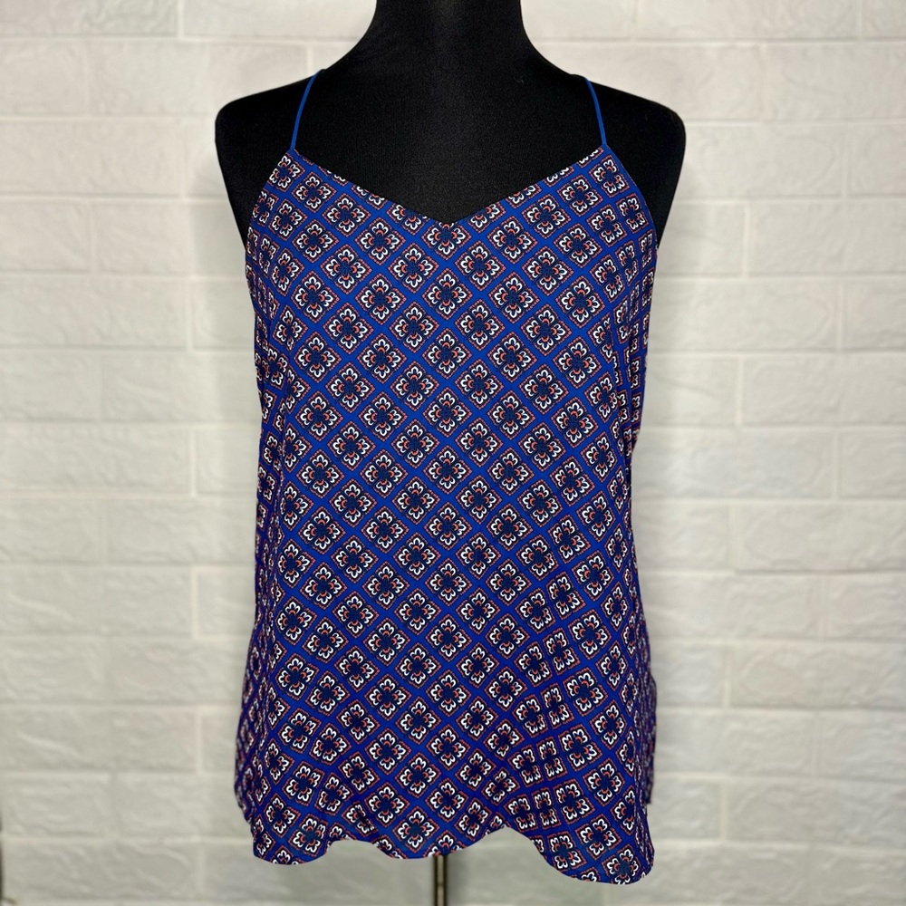 Express Blue and White Geometric Camisole